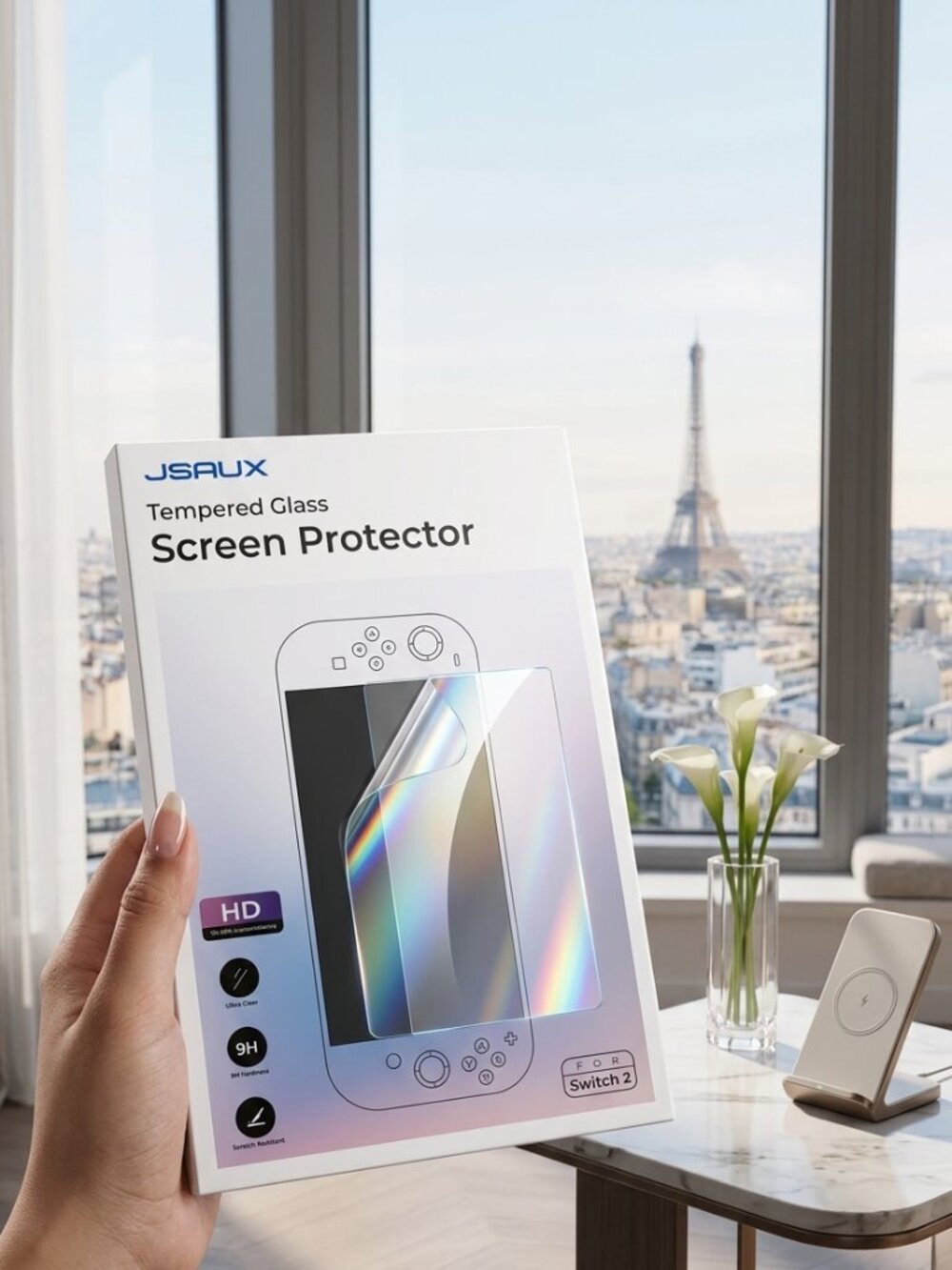 JSAUX Tempered Glass Screen Protector for Nintendo Switch 2 (4 Pack)